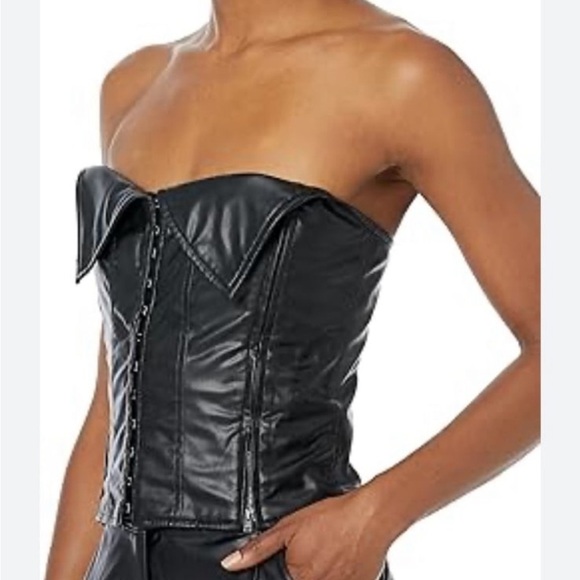 Romeo Hunte x The Drop Women's Black Faux Leather Corset NWT size L - Picture 1 of 7
